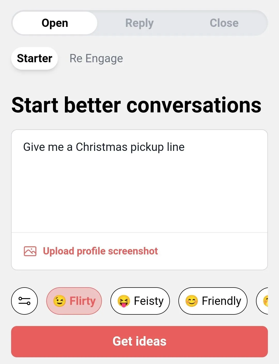 generate christmas pickup lines with yourmove chat assistant