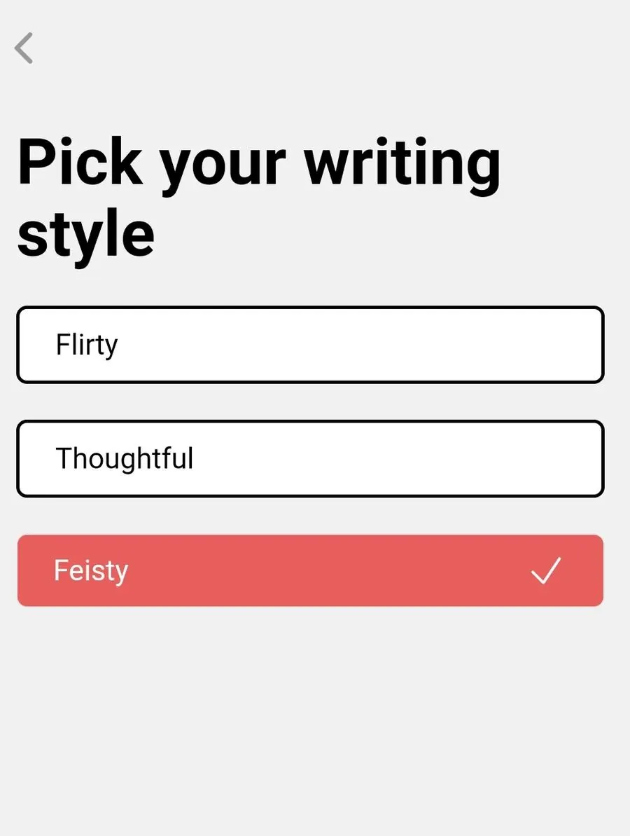 Screenshot of YourMove AI's Profile Writer showing the different writing styles supported