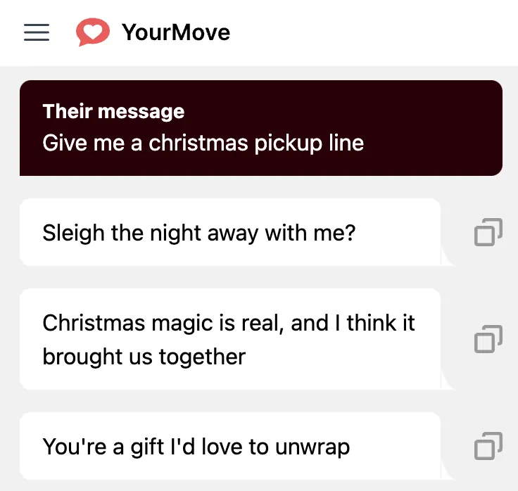 generate christmas pickup lines