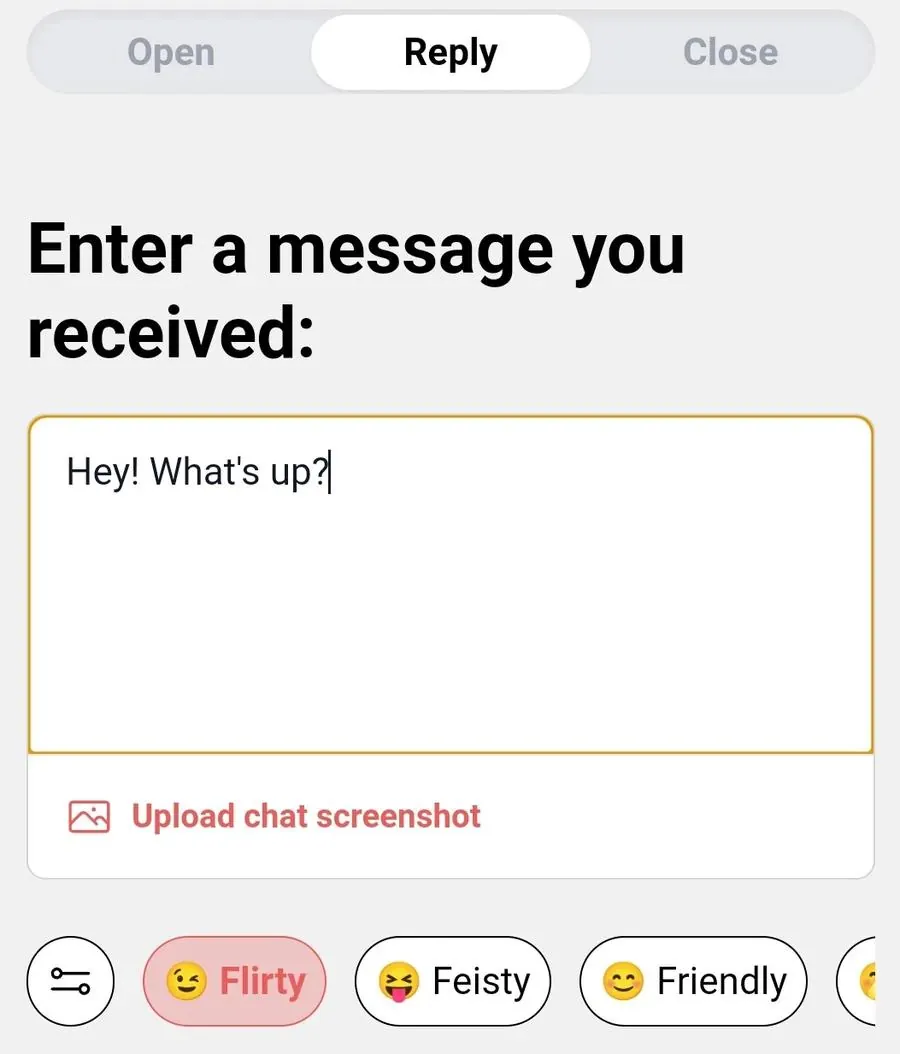 screenshot of the interface of yourmove ai's chat assistant with message "what's up?"
