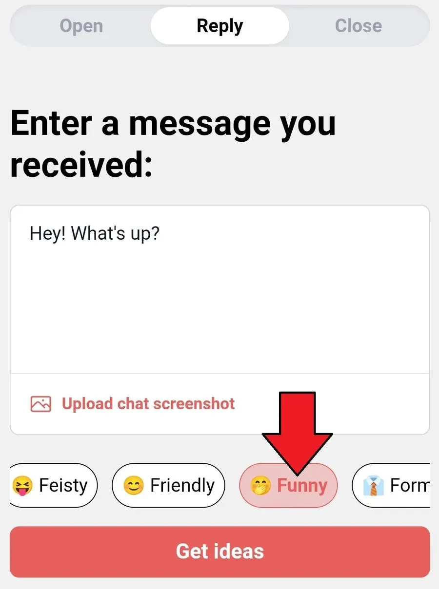 screenshot of the interface of yourmove ai's chat assistant where Funny was selected