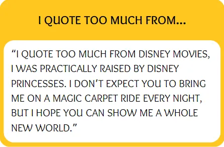 Funny bumble prompt answers for I quote too much from